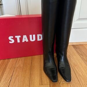 STAUD Western Wally Boots in Black Leather
